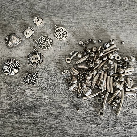 Lia Sophia Silver Tone Charms & Beads For Bracelet Making Parts Love Hope Hearts - Picture 1 of 2